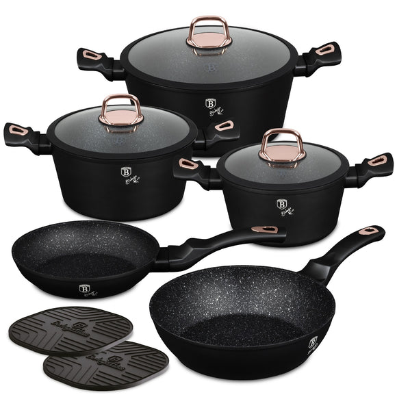 Berlinger Haus 10-Piece Marble Coating Cookware Set - Black Rose