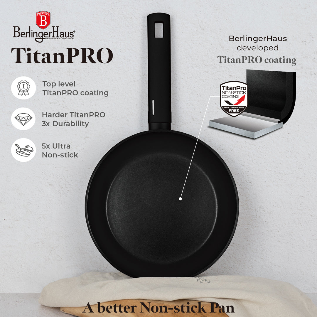 Berlinger Haus 24cm Titan Pro Non-Stick Coating Frypan – Matte Black