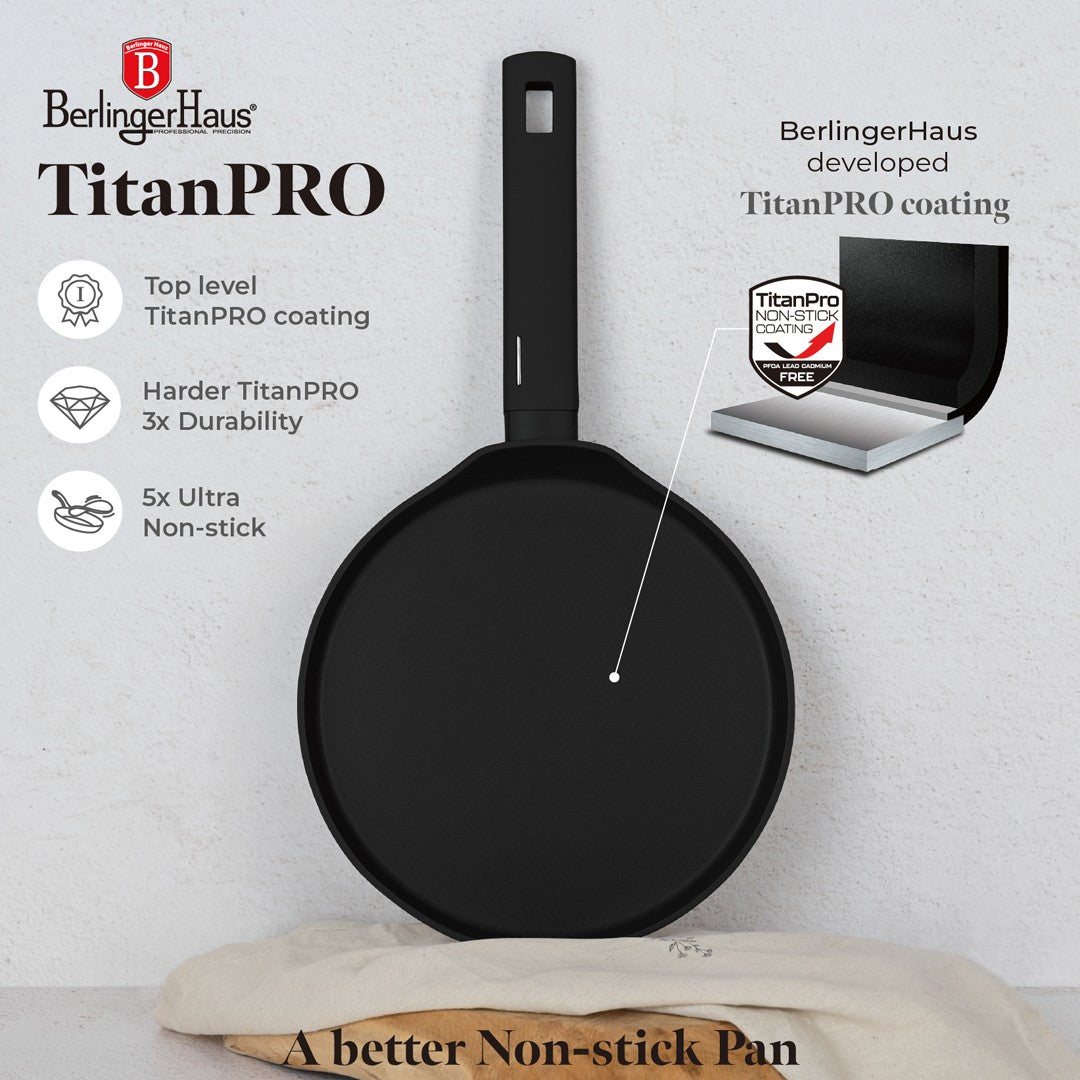 Berlinger Haus 25cm Titan Pro Non-Stick Pancake Pan - Matte Black