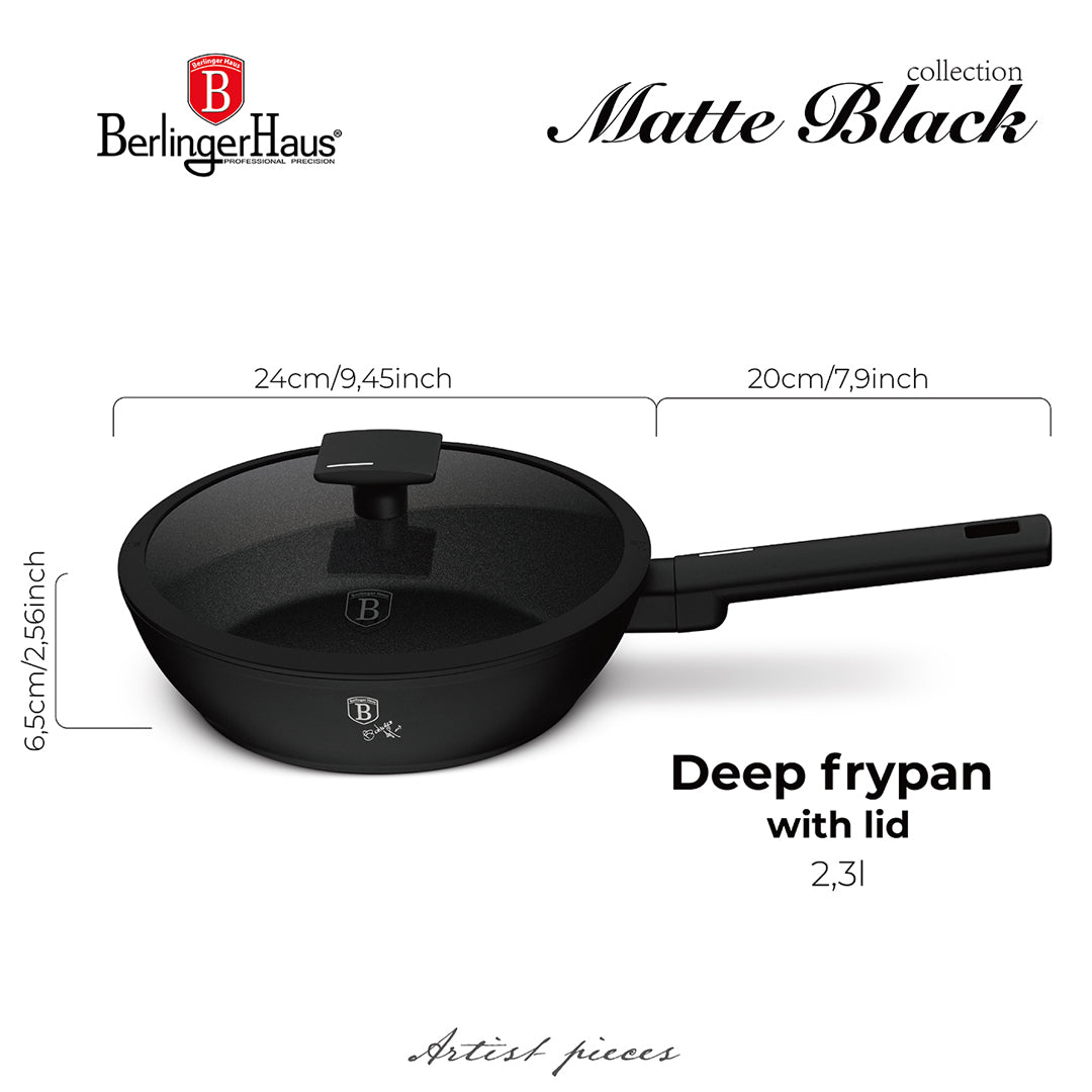 Berlinger Haus 24cm Titan Pro Non-Stick Coating Deep Frypan - Matte Black
