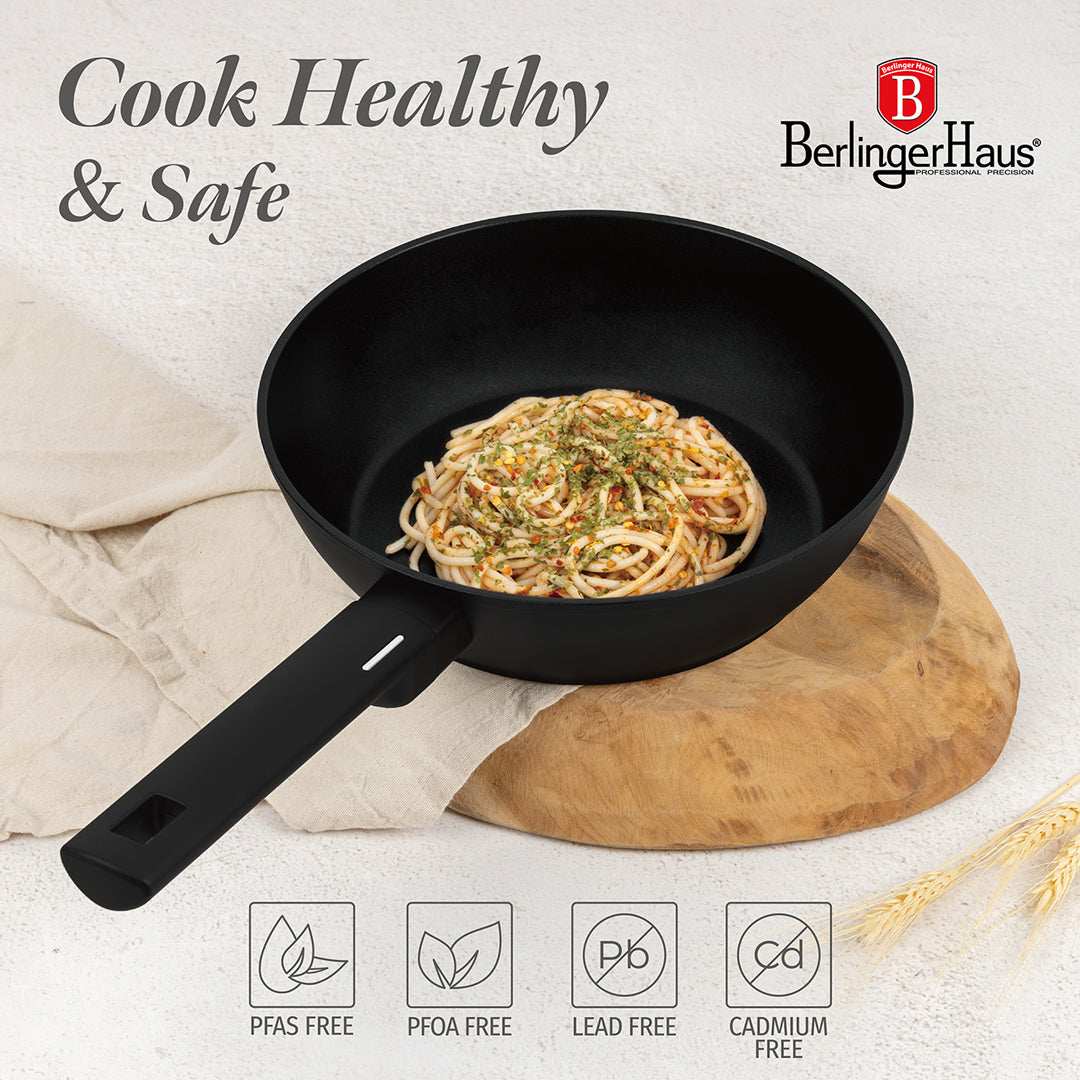 Berlinger Haus 24cm Titan Pro Non-Stick Coating Deep Frypan - Matte Black