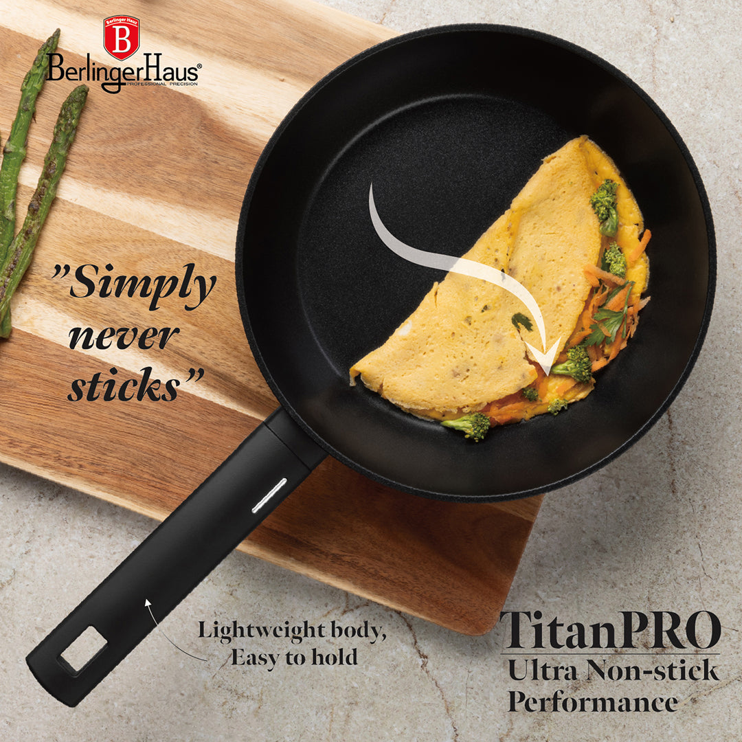 Berlinger Haus 24cm Titan Pro Non-Stick Coating Deep Frypan - Matte Black