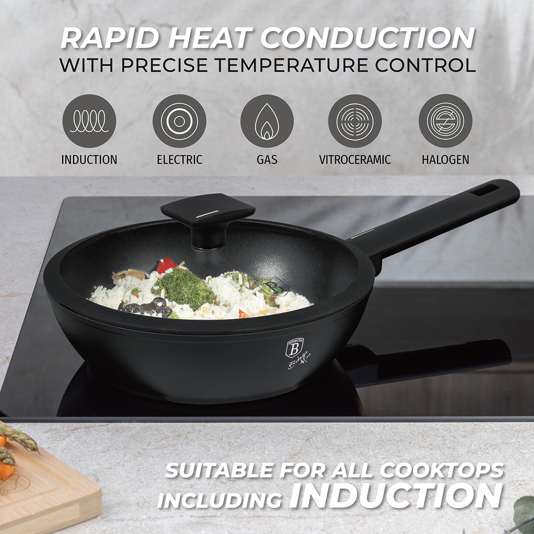 Berlinger Haus 24cm Titan Pro Non-Stick Coating Deep Frypan - Matte Black