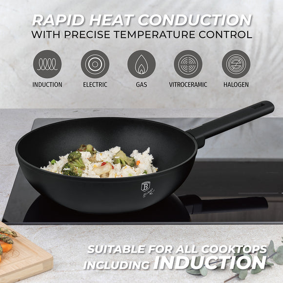 Berlinger Haus 28cm Titan Pro Non-Stick Coating Wok – Matte Black