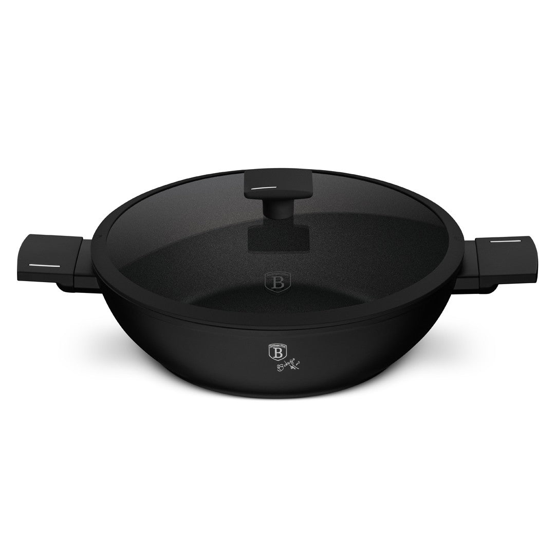 Berlinger Haus 30cm Titan Pro Non-Stick Wok with Lid - Matte Black