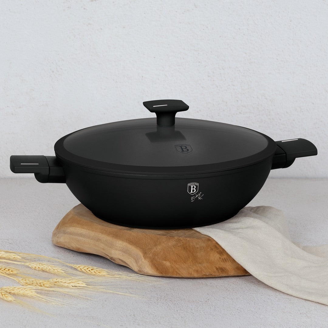 Berlinger Haus 30cm Titan Pro Non-Stick Wok with Lid - Matte Black