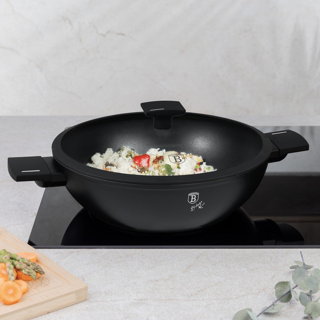 Berlinger Haus 30cm Titan Pro Non-Stick Wok with Lid - Matte Black