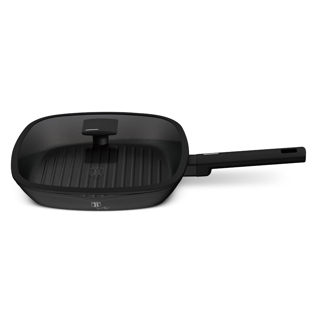 Berlinger Haus 28cm Titan Pro Non-Stick Grill Pan with Lid - Matte Black