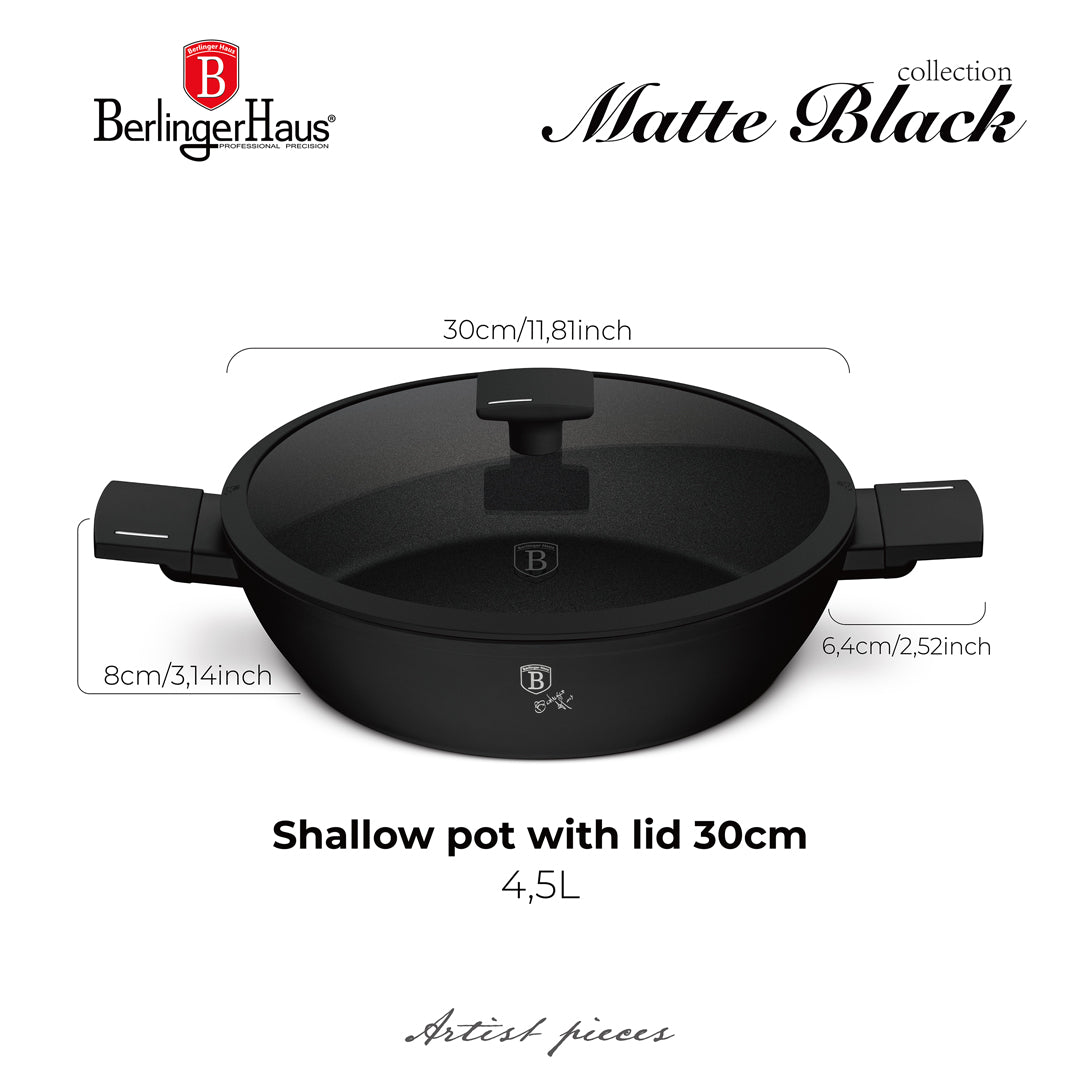 Berlinger Haus 30cm Titan Pro Non-Stick Coating Shallow Pot - Matte Black