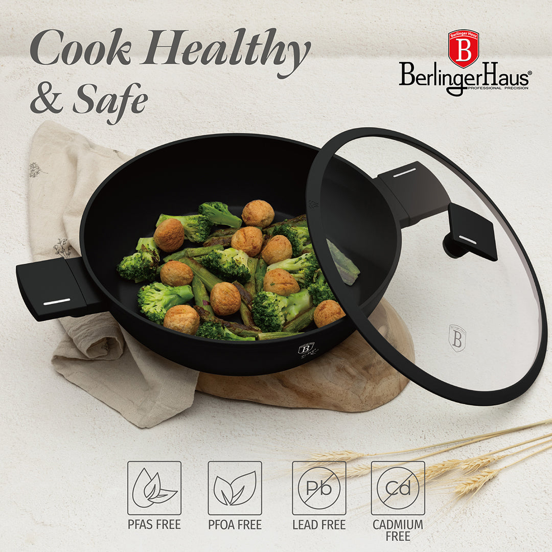 Berlinger Haus 30cm Titan Pro Non-Stick Coating Shallow Pot - Matte Black