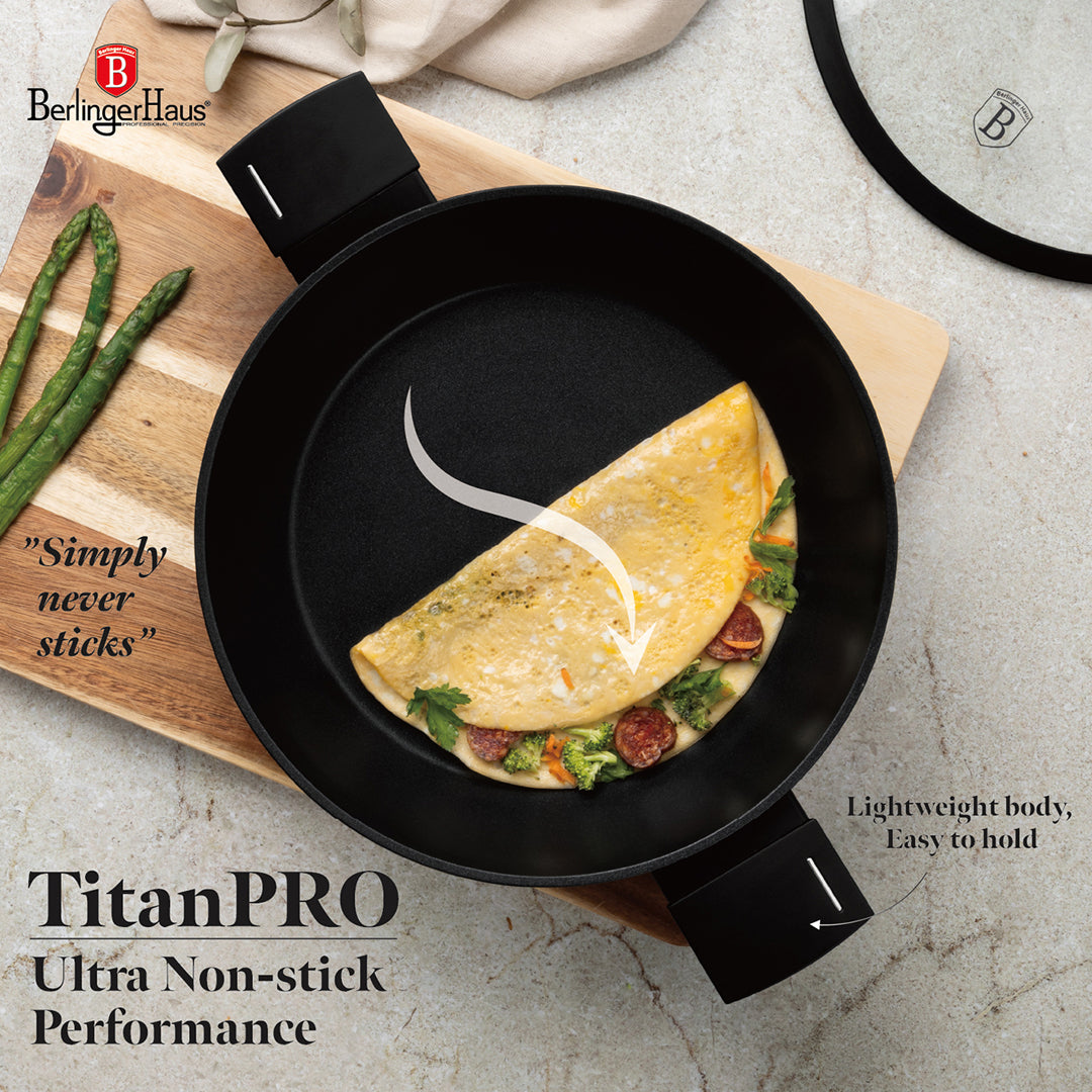 Berlinger Haus 30cm Titan Pro Non-Stick Coating Shallow Pot - Matte Black