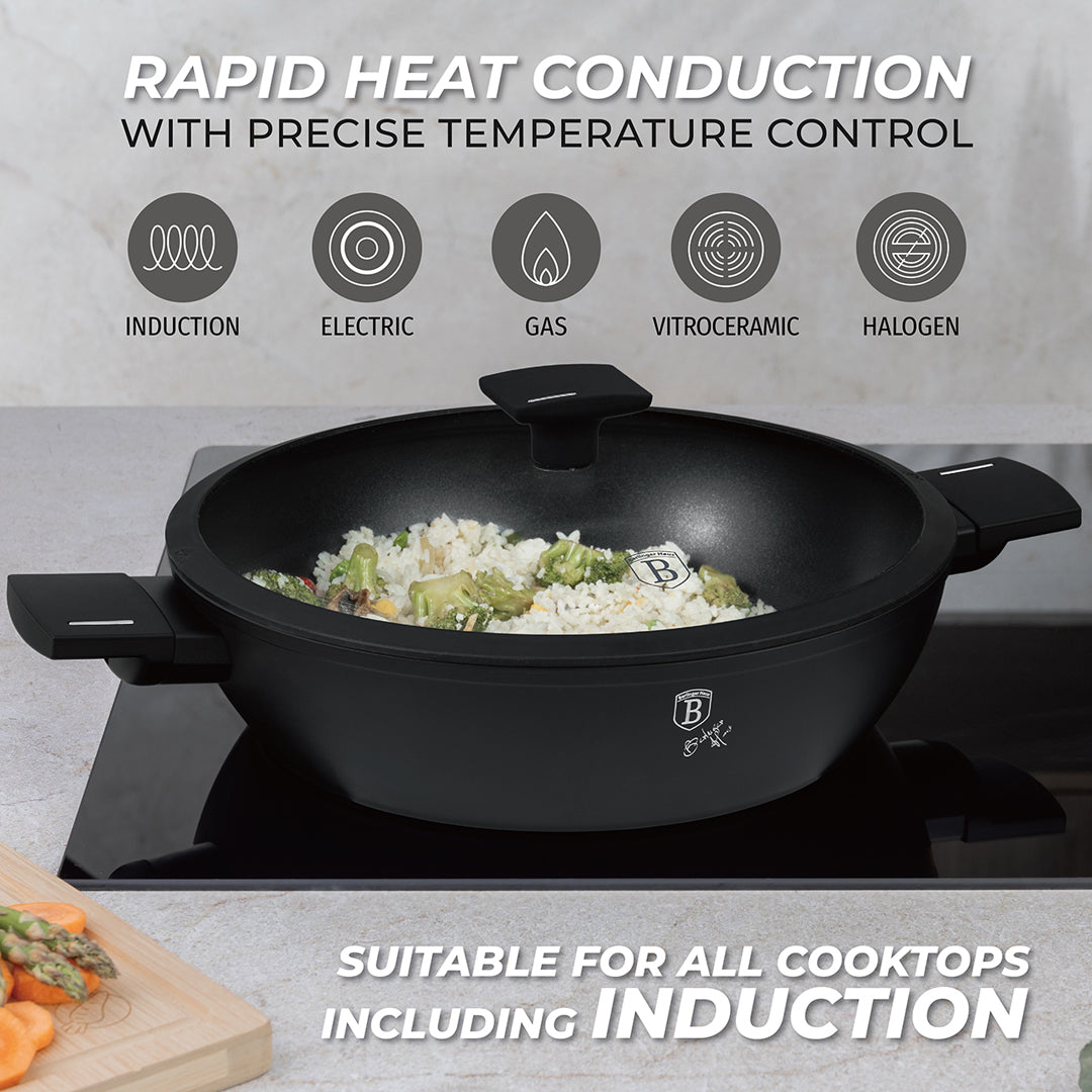 Berlinger Haus 30cm Titan Pro Non-Stick Coating Shallow Pot - Matte Black