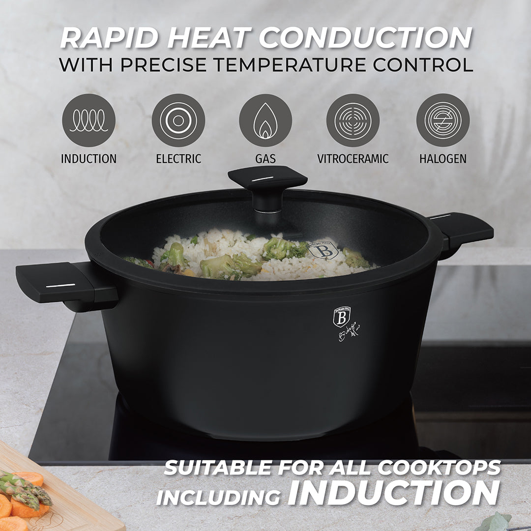 Berlinger Haus 30cm Titan Pro Non-Stick Coating Casserole – Matte Black
