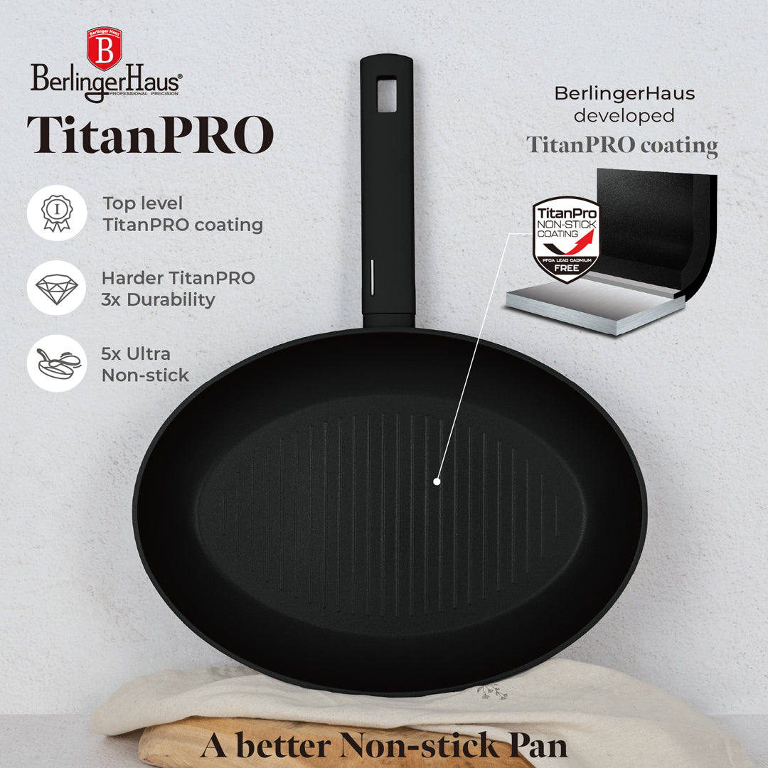 Berlinger Haus 35cm Titan Pro Non-Stick Fish Pan - Matte Black