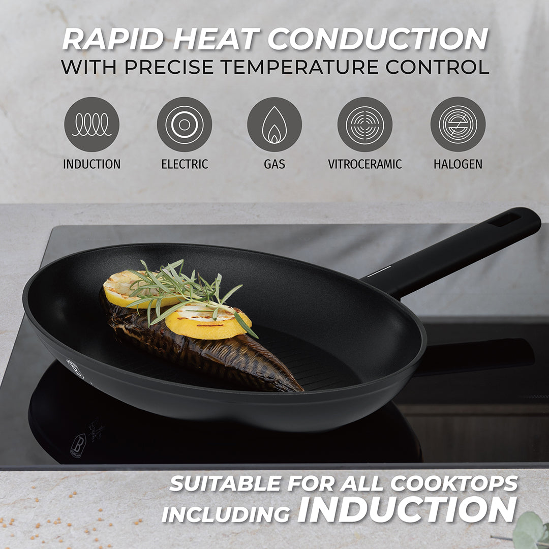 Berlinger Haus 35cm Titan Pro Non-Stick Fish Pan - Matte Black