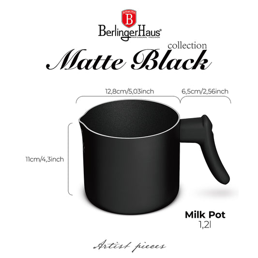 Berlinger Haus 1.2L Titan Pro Non-Stick Coating Milk Pot - Matt Black