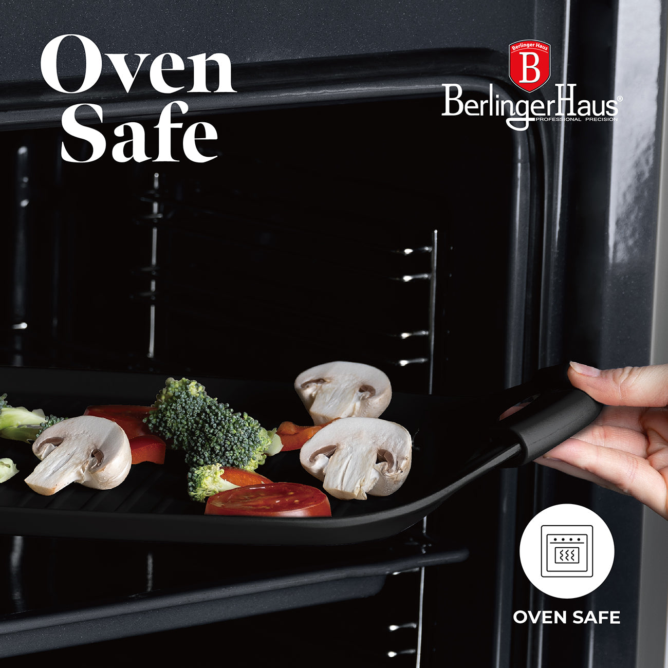 Berlinger Haus 47cm Titan Pro Non-Stick Coating Grill Plate - Matte Black