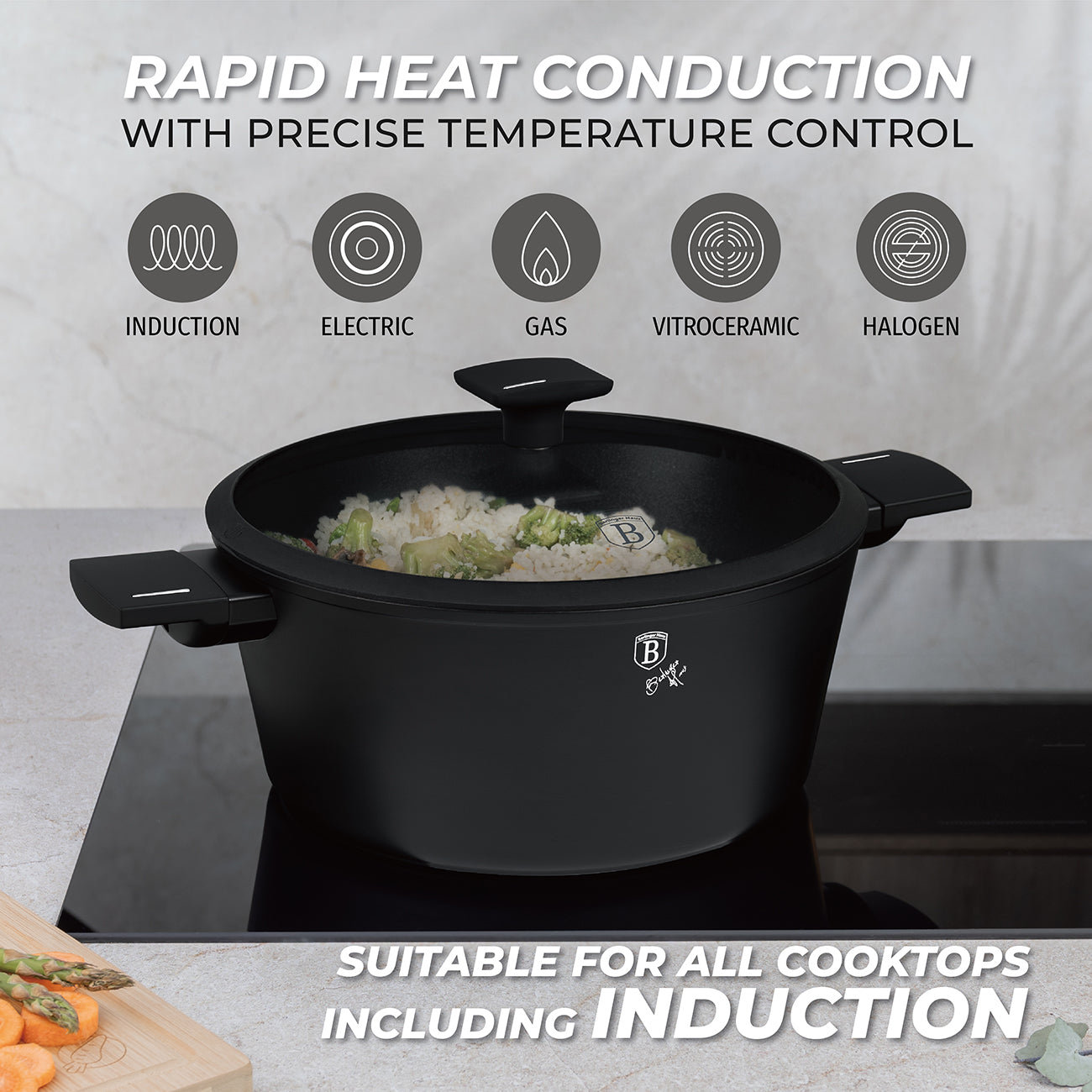 Berlinger Haus 10-Piece Non-Stick Titan Pro Coating Cookware Set - Matt Black