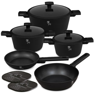 Berlinger Haus 10-Piece Non-Stick Titan Pro Coating Cookware Set - Matt Black