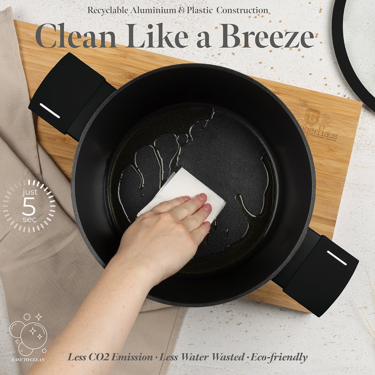 Berlinger Haus 10-Piece Non-Stick Titan Pro Coating Cookware Set - Matt Black