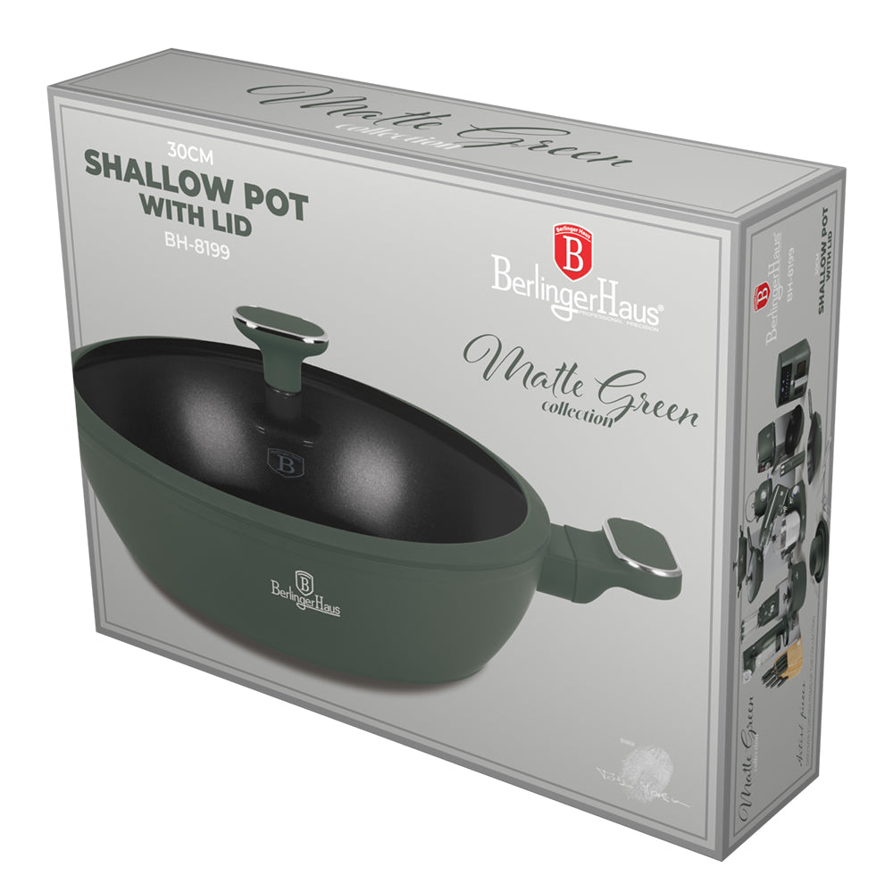 Berlinger Haus 30cm Titan Pro Non-Stick Coating Shallow Pot - Matt Green