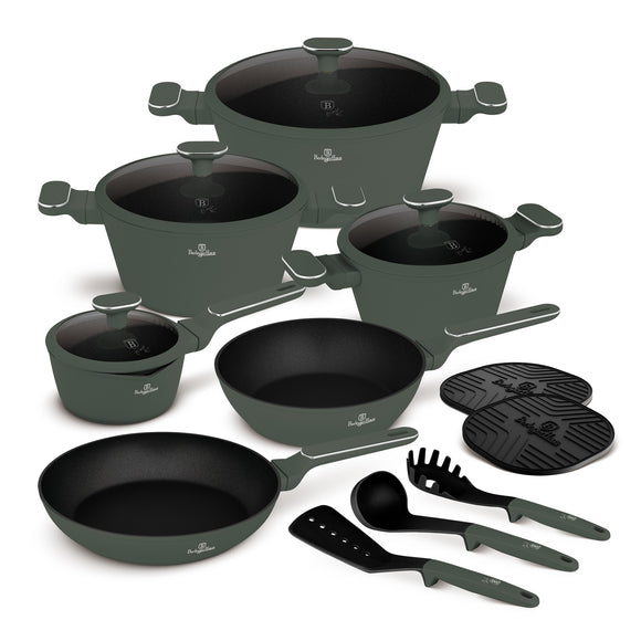 Berlinger Haus 15-Piece Titan Pro Non-Stick Coating Casserole - Matt Green