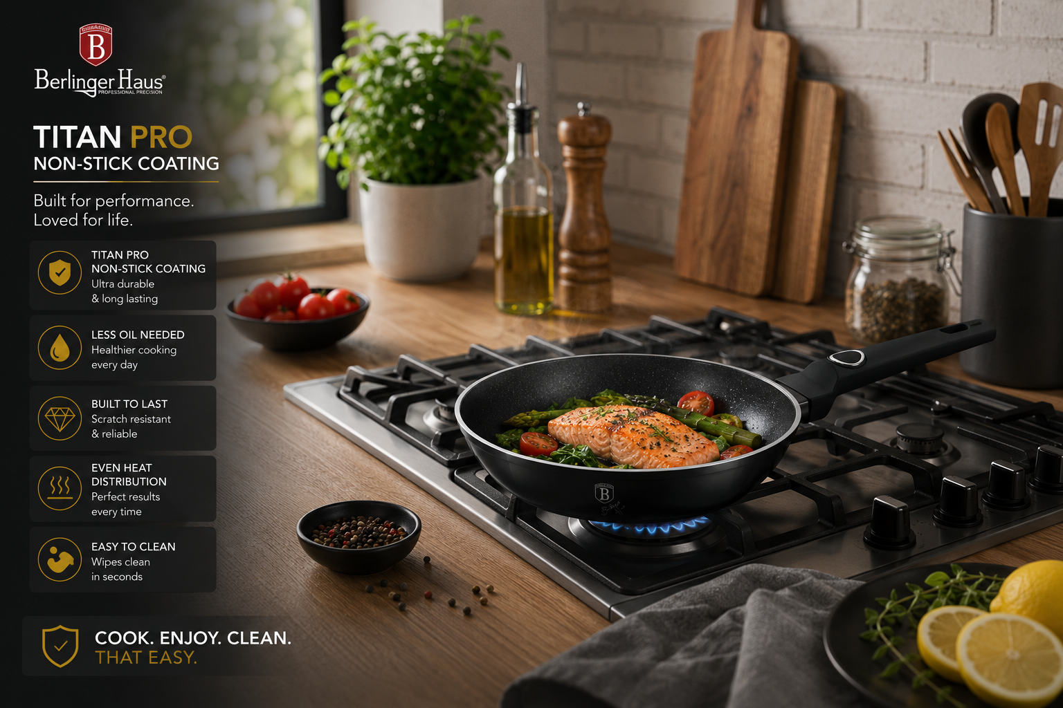 Berlinger Haus 20cm Titan Pro Non-Stick Frypan - Black Vantage