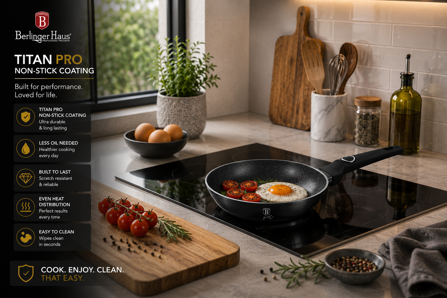 Berlinger Haus 20cm Titan Pro Non-Stick Frypan - Black Vantage