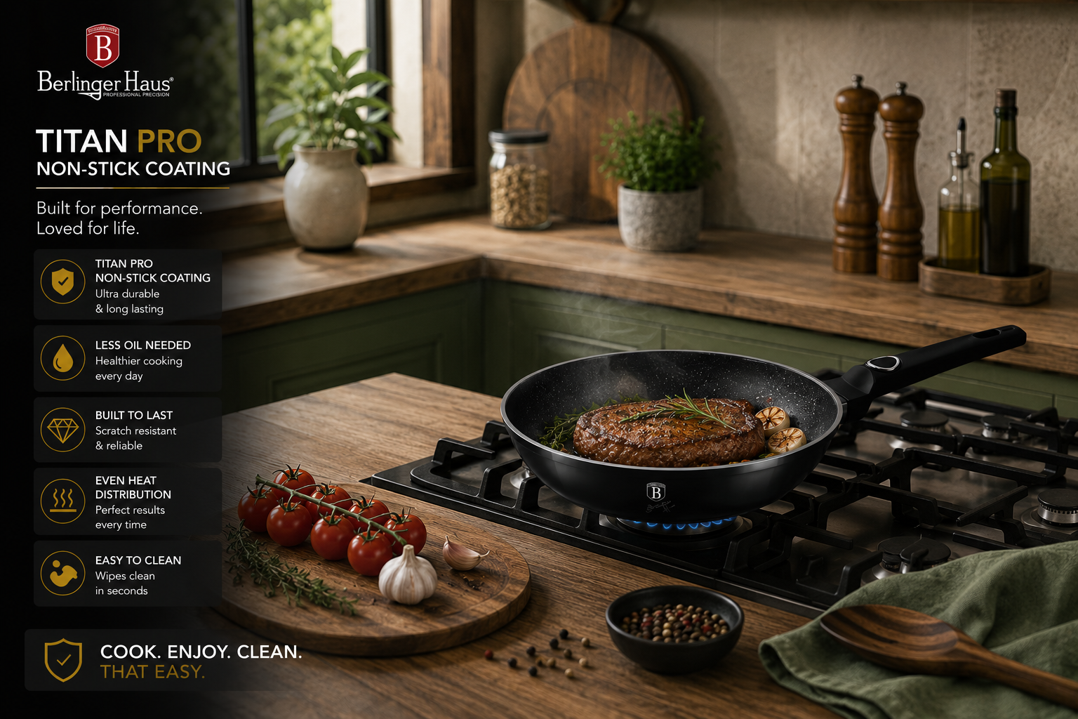 Berlinger Haus 20cm Titan Pro Non-Stick Frypan - Black Vantage