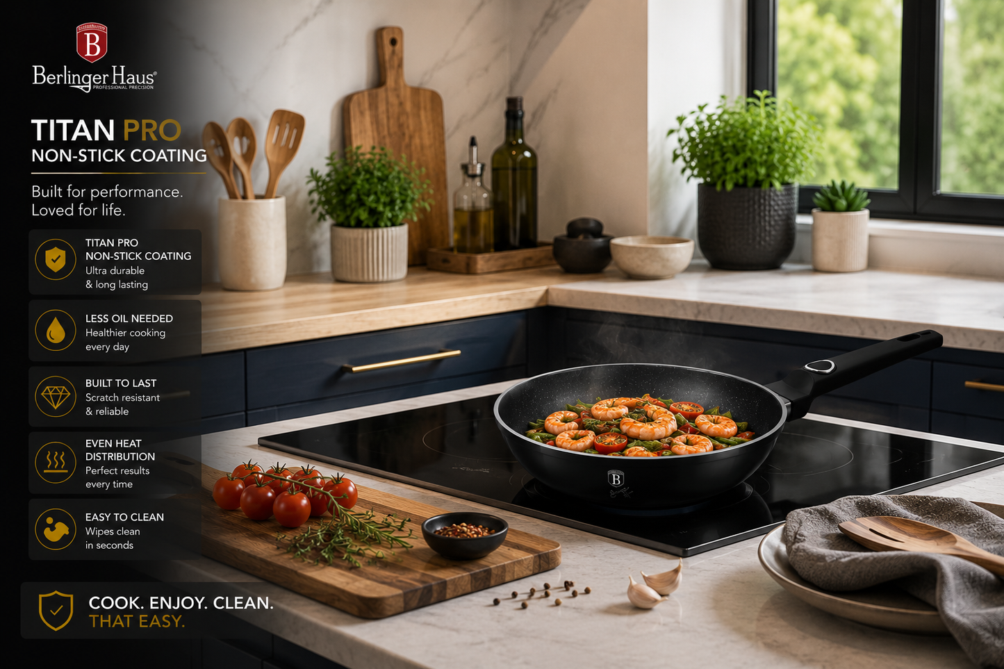 Berlinger Haus 20cm Titan Pro Non-Stick Frypan - Black Vantage