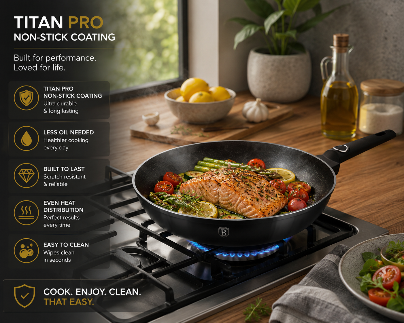 Berlinger Haus 28cm Titan Pro Non Stick Frypan - Black Vantage