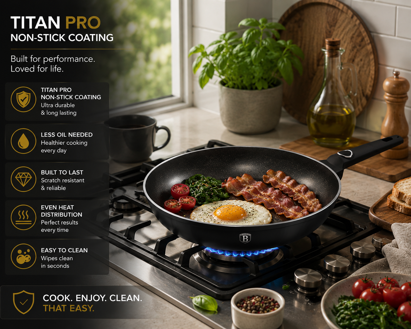 Berlinger Haus 28cm Titan Pro Non Stick Frypan - Black Vantage