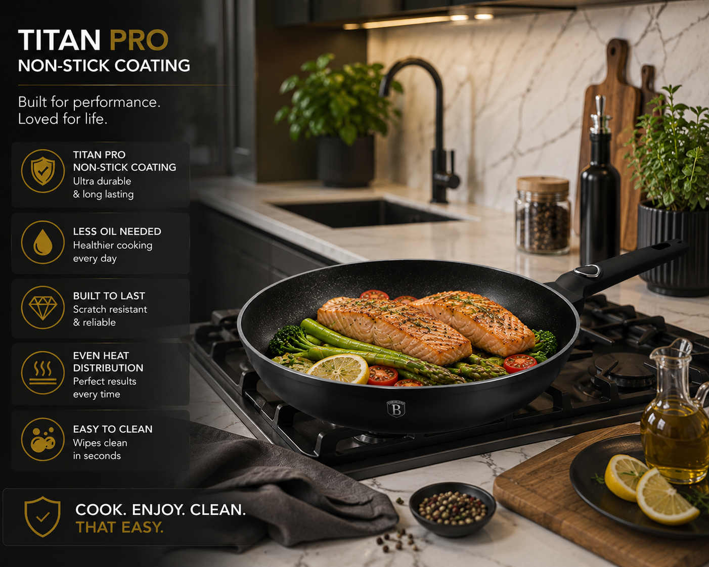 Berlinger Haus 28cm Titan Pro Non Stick Frypan - Black Vantage