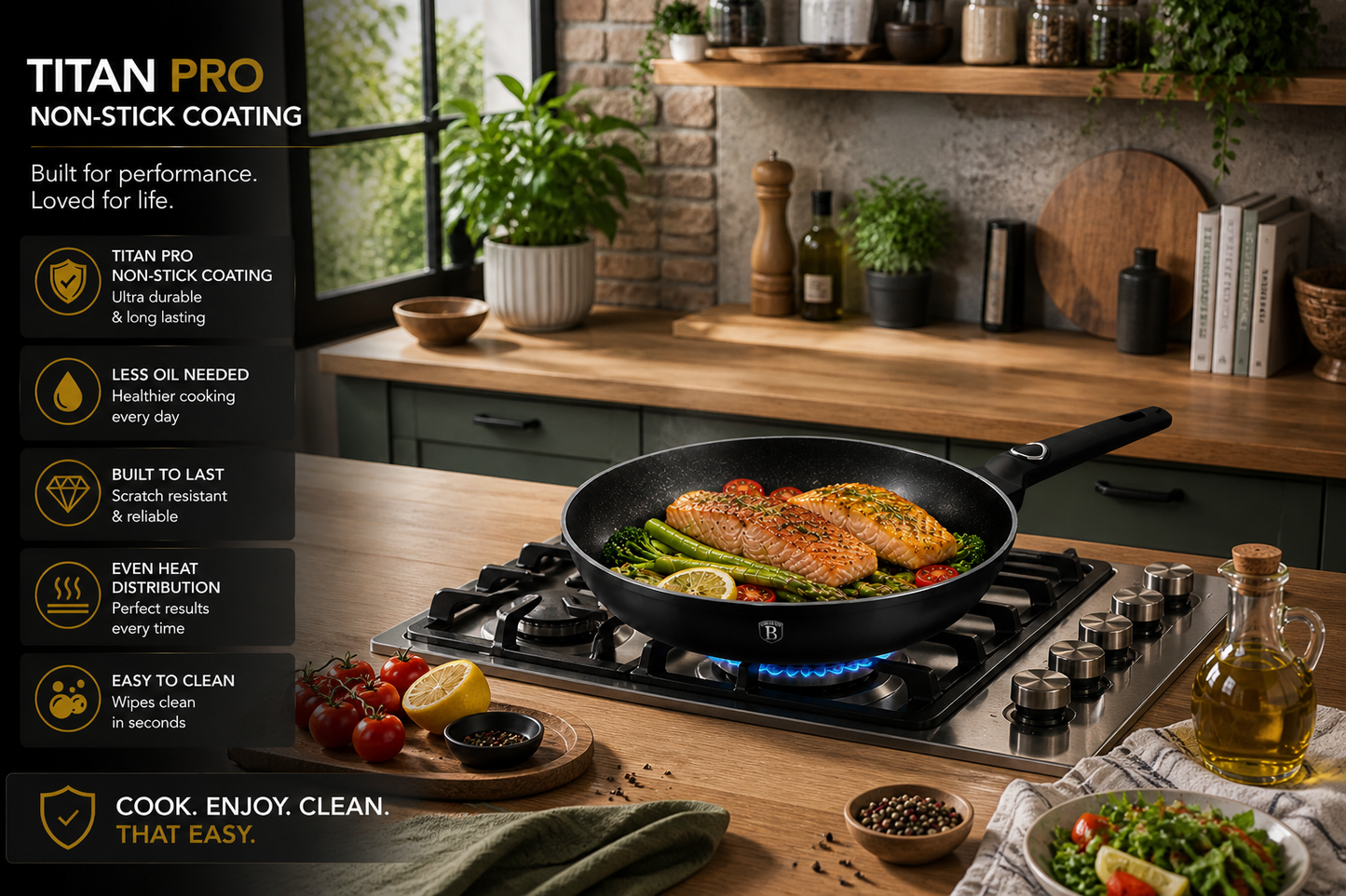 Berlinger Haus 28cm Titan Pro Non Stick Frypan - Black Vantage