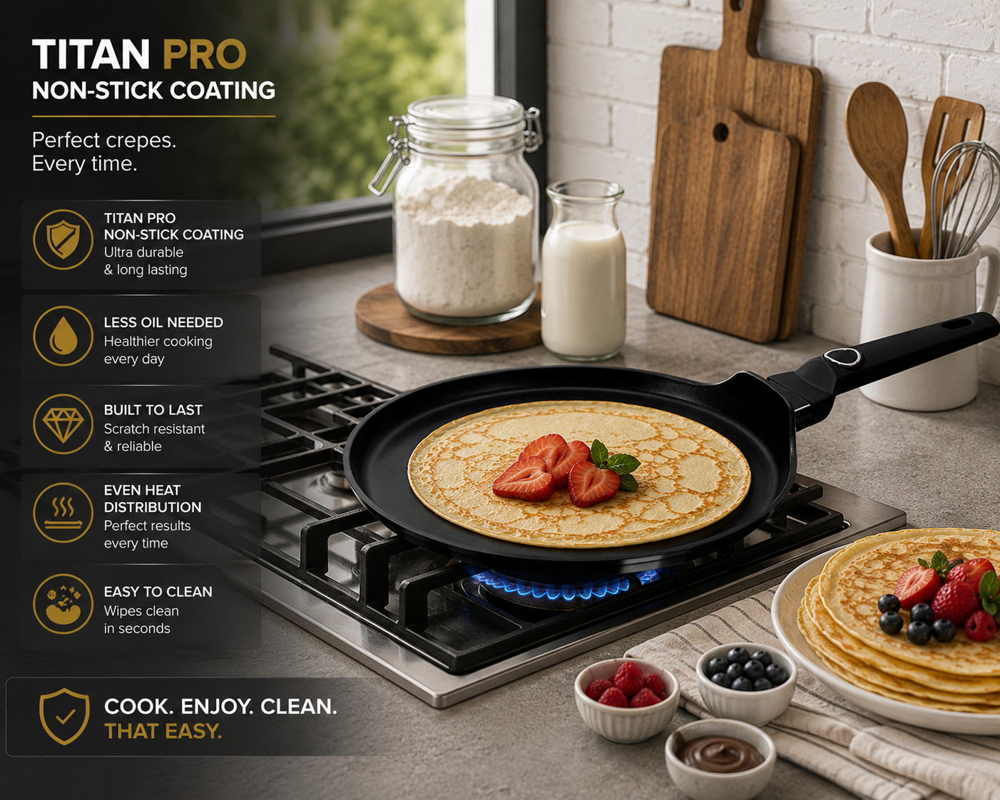 Berlinger Haus 25cm Titan Pro Non-Stick Pancake Pan - Black Vantage