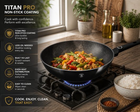 Berlinger Haus 28cm Titan Pro Non-Stick Wok - Black Vantage