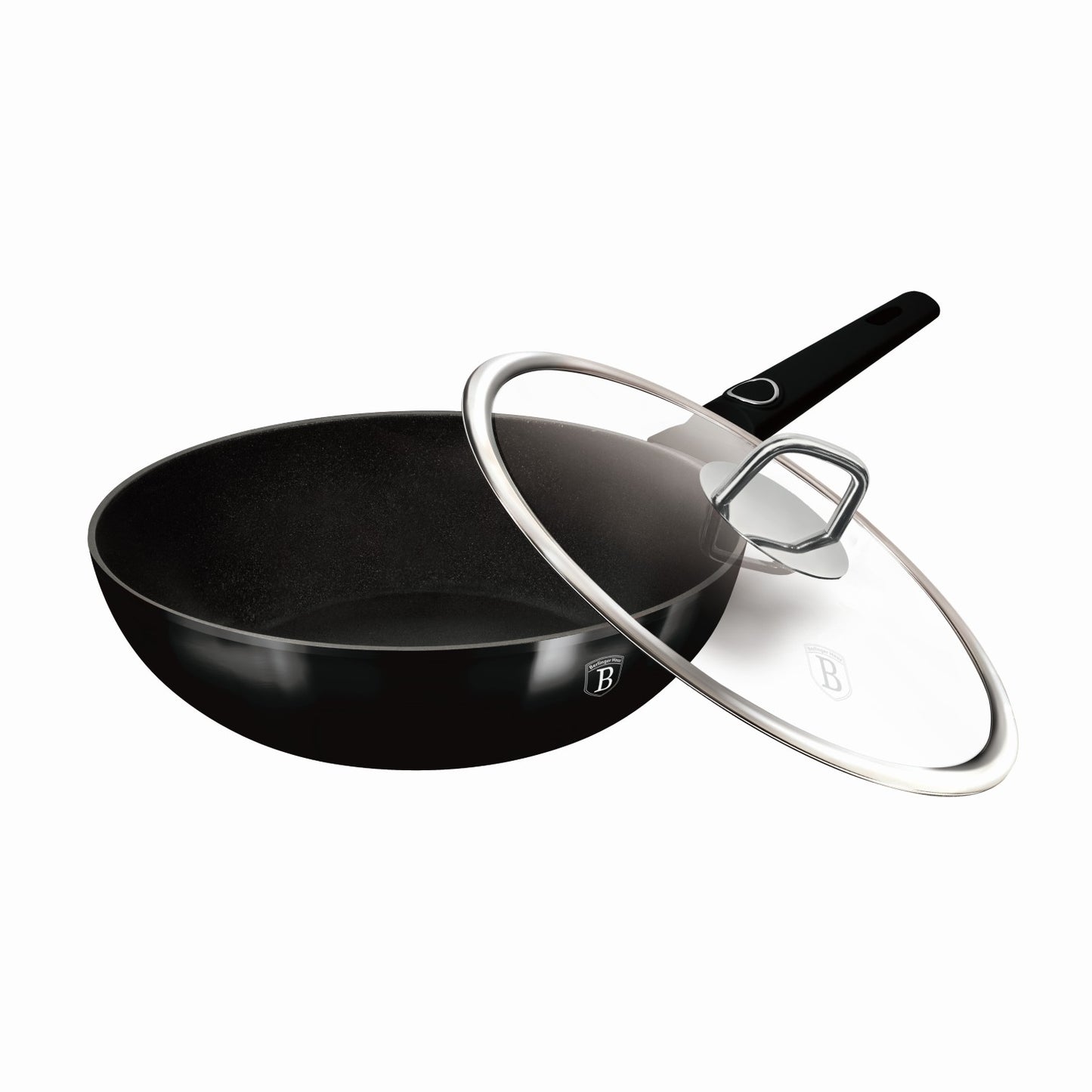 Berlinger Haus 28cm Titan Pro Non-Stick Wok with Lid - Black Vantage
