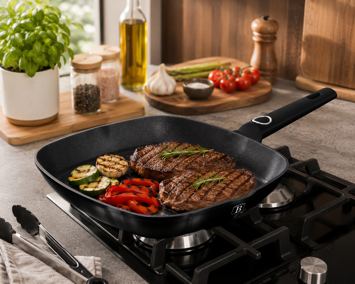 Berlinger Haus 28cm Titan Pro Non-Stick Grill Pan - Black Vantage