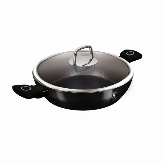 Berlinger Haus 30cm Titan Pro Non-Stick Shallow Pot with Lid - Black Vantage