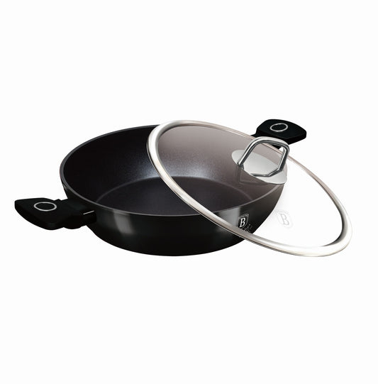 Berlinger Haus 30cm Titan Pro Non-Stick Shallow Pot with Lid - Black Vantage