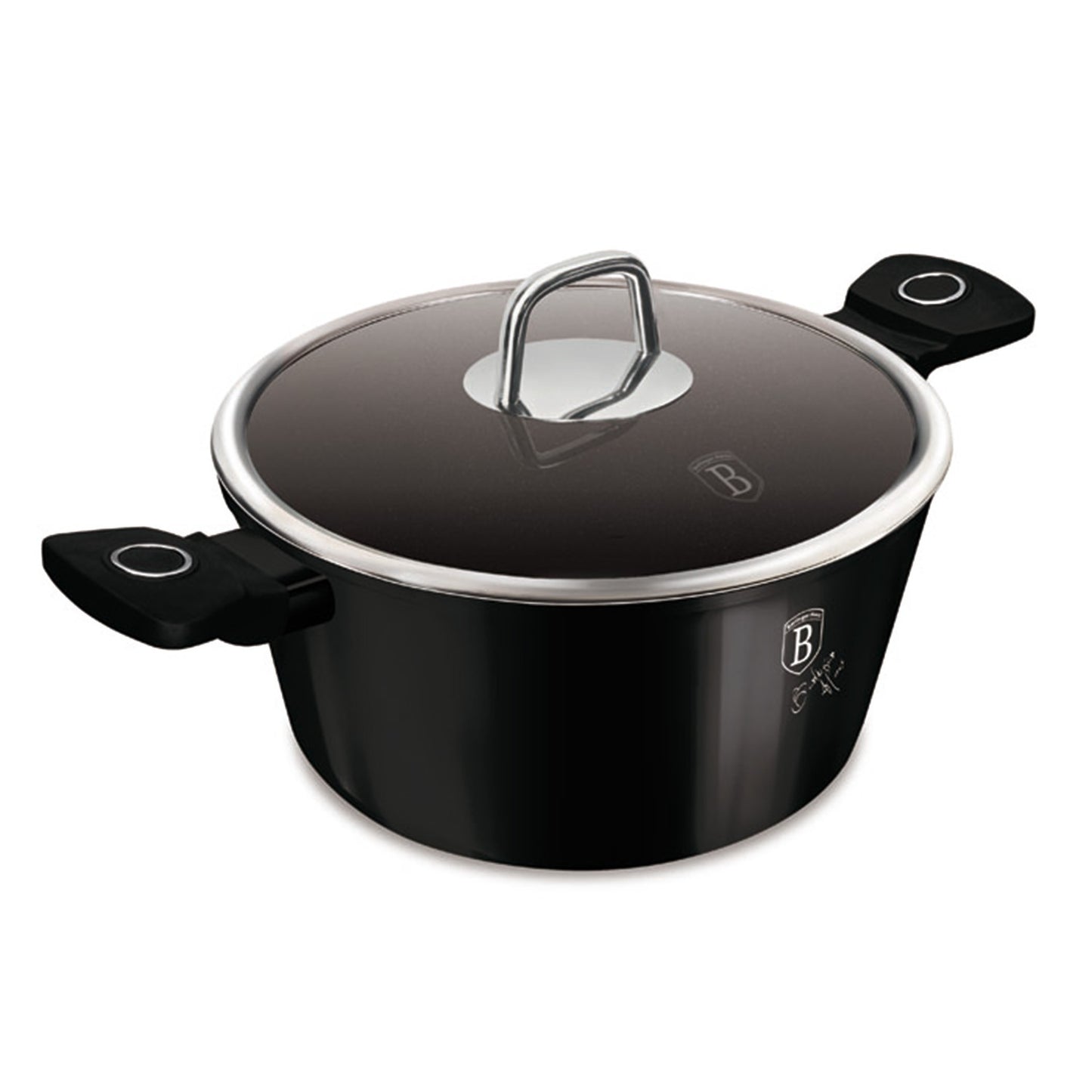 Berlinger Haus 20cm Titan Pro Non-Stick Casserole with Lid - Black Vantage