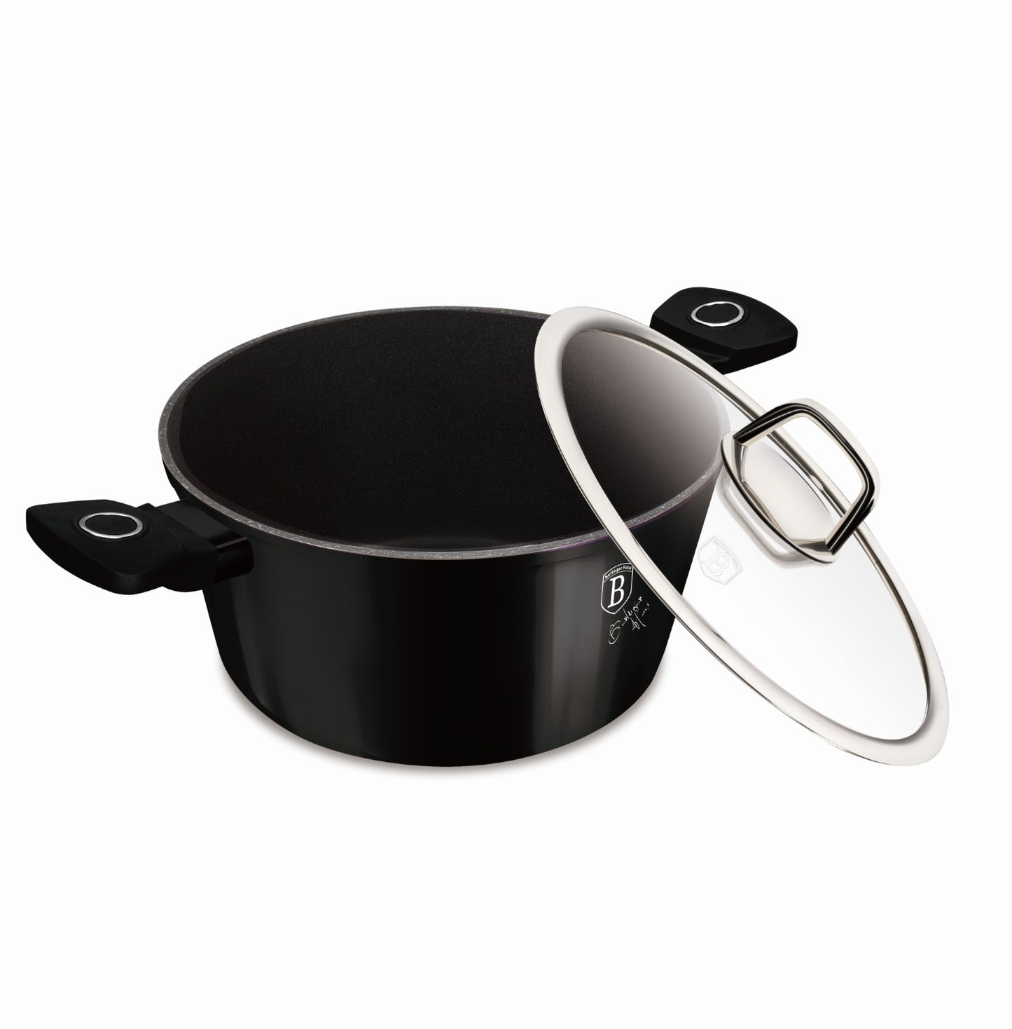 Berlinger Haus 20cm Titan Pro Non-Stick Casserole with Lid - Black Vantage