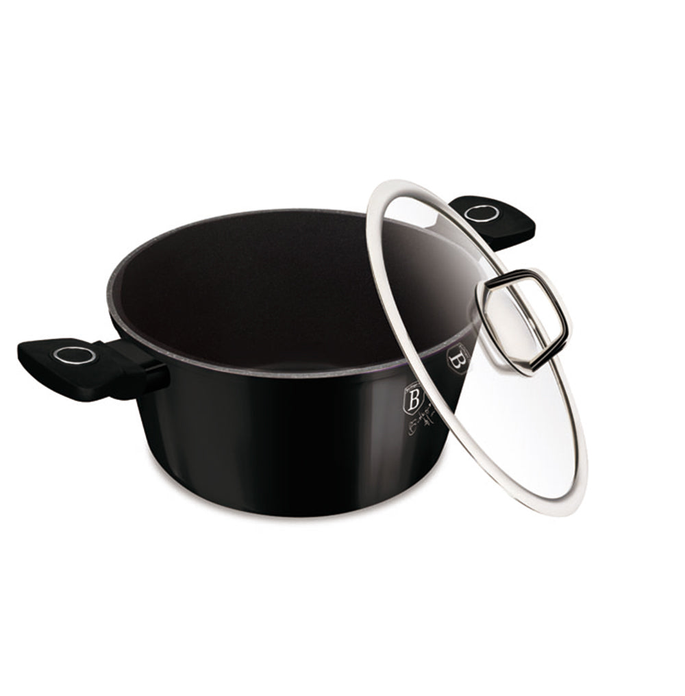 Berlinger Haus 24cm Titan Pro Non-Stick Casserole with Lid - Black Vantage