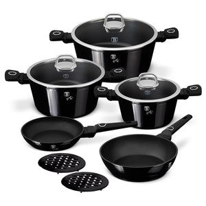 Berlinger Haus 10-Piece Non Stick Titan Pro Coating Cookware Set - Black Vintage