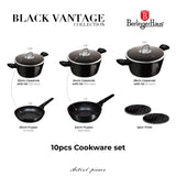 Berlinger Haus 10-Piece Non Stick Titan Pro Coating Cookware Set - Black Vintage