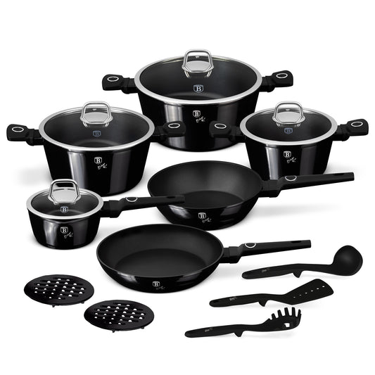 Berlinger Haus 15-Piece Non Stick Titan Pro Coating Cookware Set - Black Vintage