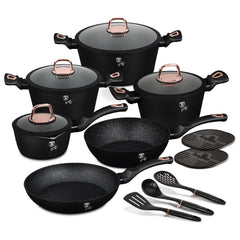 Berlinger Haus 15-Piece Ultra Non-Stick Coating Cookware Set - Black Rose