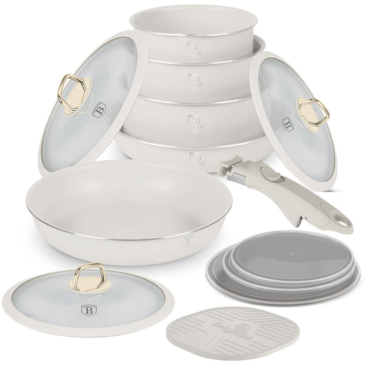 Berlinger Haus 13-Piece Titan Pro Non Stick Coating Oven Safe Cookware Set - Sahara