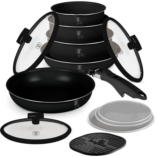 Berlinger Haus 13-Piece Titan Pro Non Stick Coating Oven Safe Cookware Set - Matte Black