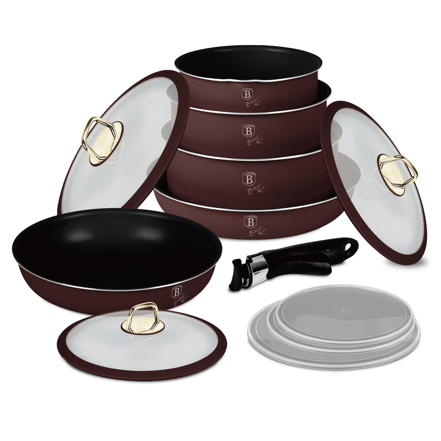Berlinger Haus 12-Piece Titan Pro Non Stick Coating Oven Safe Cookware Set - Leonardo Collection